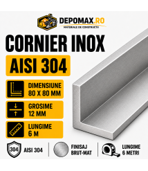 Cornier inox AISI 304, 80 x 80 x 12 mm, 6 metri